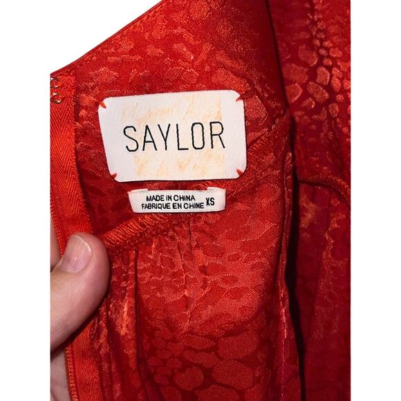 Saylor Red Orange Jacquard Jumpsuit Spaghetti Strap‎ Wide Leg XS Formal Wedding - Picture 12 of 12